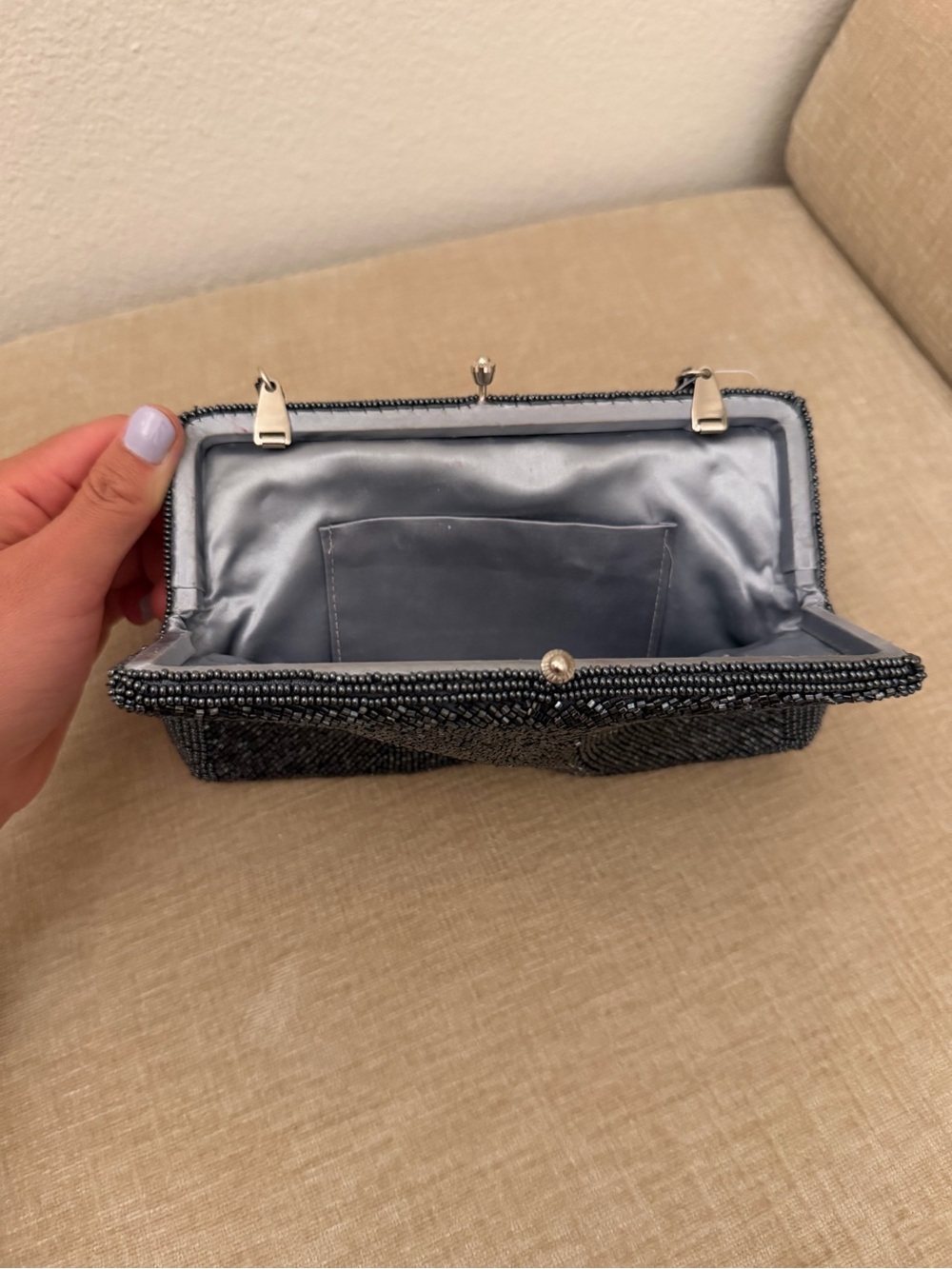 Vintage Walborg Richere Beaded Black Evening Clutch Purse - Picture 6 of 8